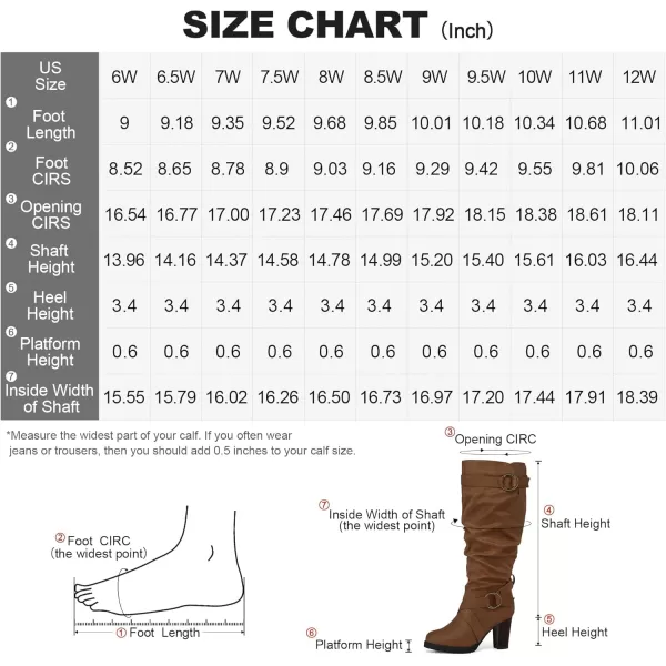 mysoft Womens WideExtra Wide Calf Knee High Boots Fashion Chunky Block Heel Pull On Winter Boots with Side ZippersDark Brown Wide Calf