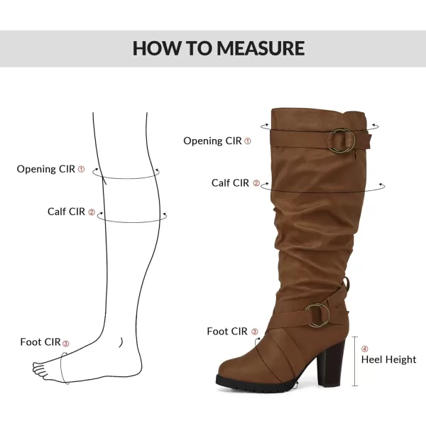 mysoft Womens WideExtra Wide Calf Knee High Boots Fashion Chunky Block Heel Pull On Winter Boots with Side ZippersDark Brown Wide Calf