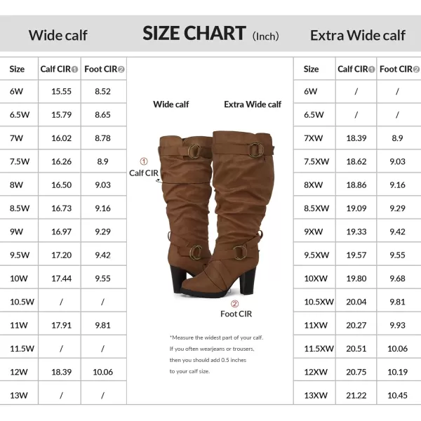 mysoft Womens WideExtra Wide Calf Knee High Boots Fashion Chunky Block Heel Pull On Winter Boots with Side ZippersDark Brown Wide Calf