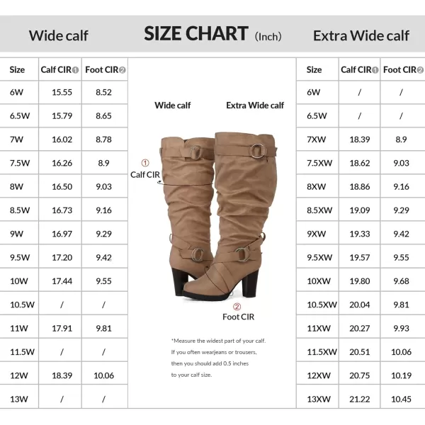 mysoft Womens WideExtra Wide Calf Knee High Boots Fashion Chunky Block Heel Pull On Winter Boots with Side ZippersTaupe Wide Calf