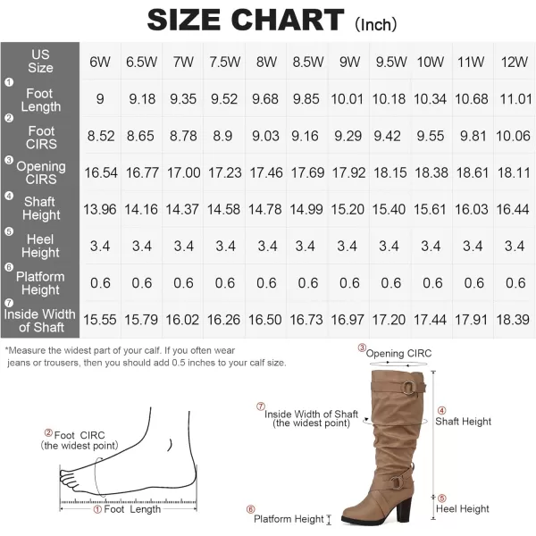 mysoft Womens WideExtra Wide Calf Knee High Boots Fashion Chunky Block Heel Pull On Winter Boots with Side ZippersTaupe Wide Calf