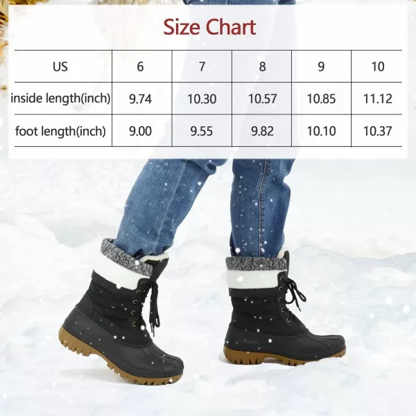 mysoft Womens Winter Snow Boots Waterproof Insulated MidCalf Booties Furlined Lace Up Shoes for OutdoorBlack