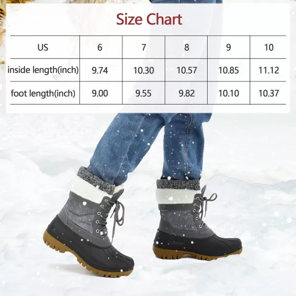 mysoft Womens Winter Snow Boots Waterproof Insulated MidCalf Booties Furlined Lace Up Shoes for OutdoorDark Grey