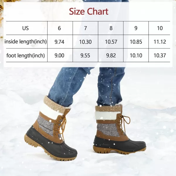 mysoft Womens Winter Snow Boots Waterproof Insulated MidCalf Booties Furlined Lace Up Shoes for OutdoorPlaid