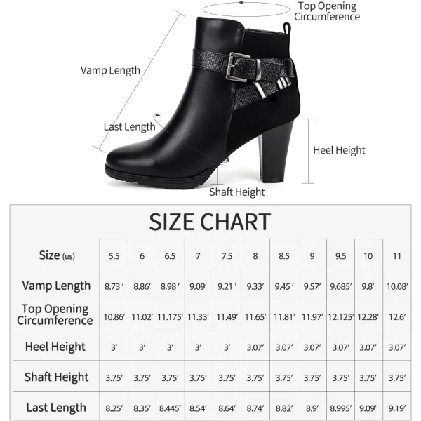 mysoft Womens Zipper Booties Chunky Stacked Heel Ankle Boots Buckle Strap AnkleBlack