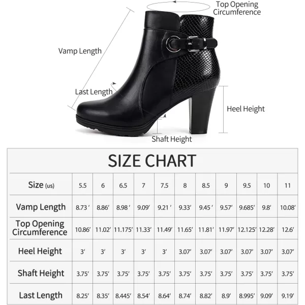 mysoft Womens Zipper Booties Chunky Stacked Heel Ankle Boots Buckle Strap AnkleBlack Serpentine