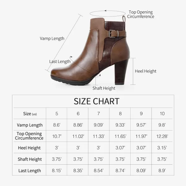 mysoft Womens Zipper Booties Chunky Stacked Heel Ankle Boots Buckle Strap AnkleBrown Buckle