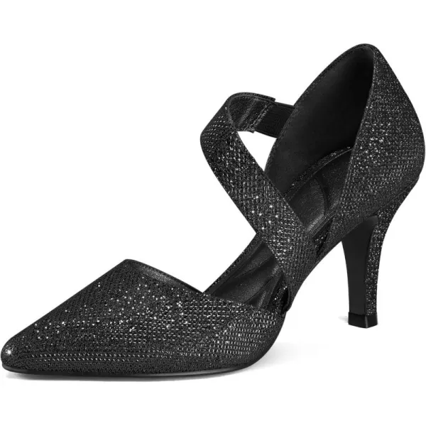 mysoft Womens Pointed Toe Low Stiletto Heel Dress Pumps Shoes  Available in Wide SizesBlackglitter