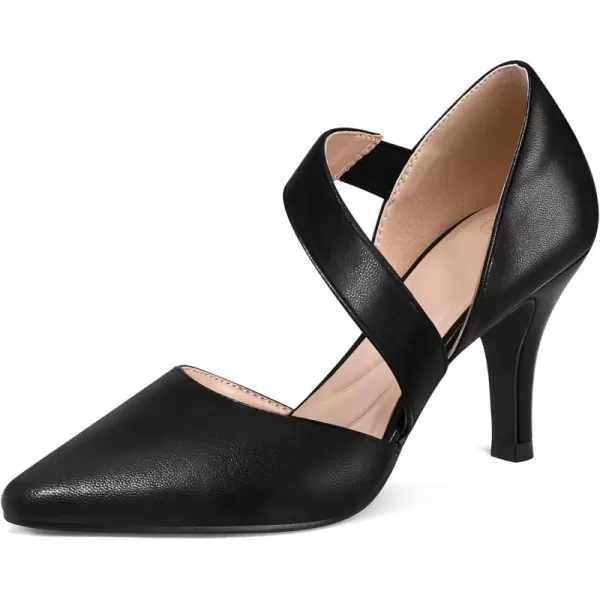 mysoft Womens Pointed Toe Low Stiletto Heel Dress Pumps Shoes  Available in Wide SizesBlackpu