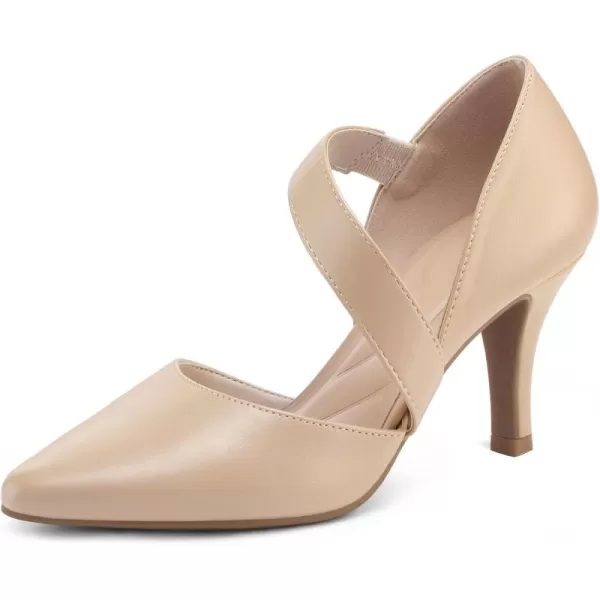 mysoft Womens Pointed Toe Low Stiletto Heel Dress Pumps Shoes  Available in Wide SizesNudepu