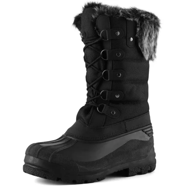 mysoft Womens Snow Boots Warm Insulated Faux Fur Lined Waterproof MidCalf Winter BootsBlack