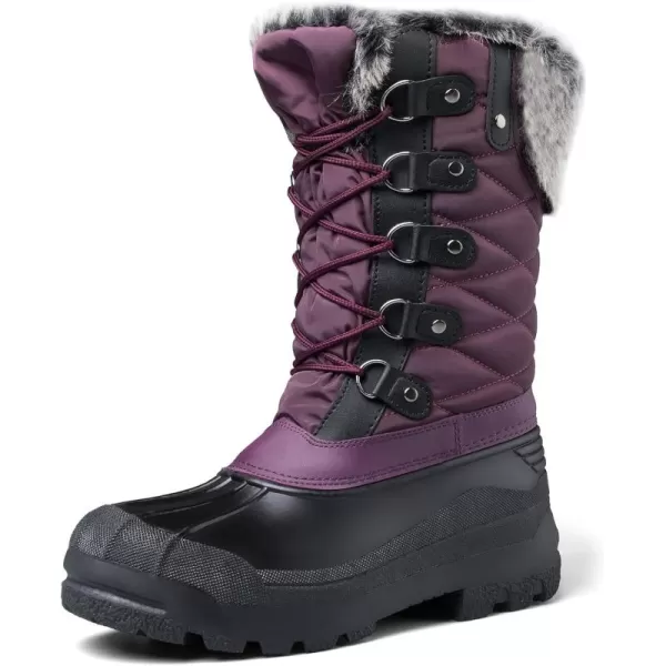 mysoft Womens Snow Boots Warm Insulated Faux Fur Lined Waterproof MidCalf Winter BootsPurple