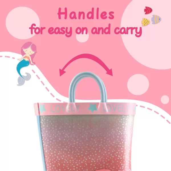 mysoft Kids Rain Boots for Girls Boys Toddler Waterproof Rubber Cute Printed with EasyOn HandlesPink Mermaid