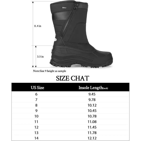 mysoft Mens Winter Snow Boots Mid Calf Waterproof Insulated Fur Lined Warm AntiSlip Zip BootBlack Pu