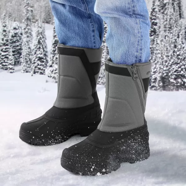 mysoft Mens Winter Snow Boots Mid Calf Waterproof Insulated Fur Lined Warm AntiSlip Zip BootGray Nylon