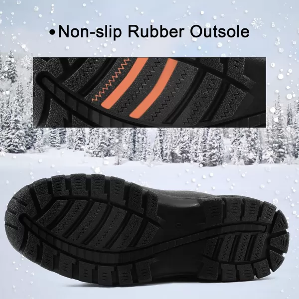 mysoft Mens Winter Snow Boots Waterproof Insulated Hiking Short Boot Fur Lined Warm Outdoor Ankle Shoes with Side ZipperBlackshort