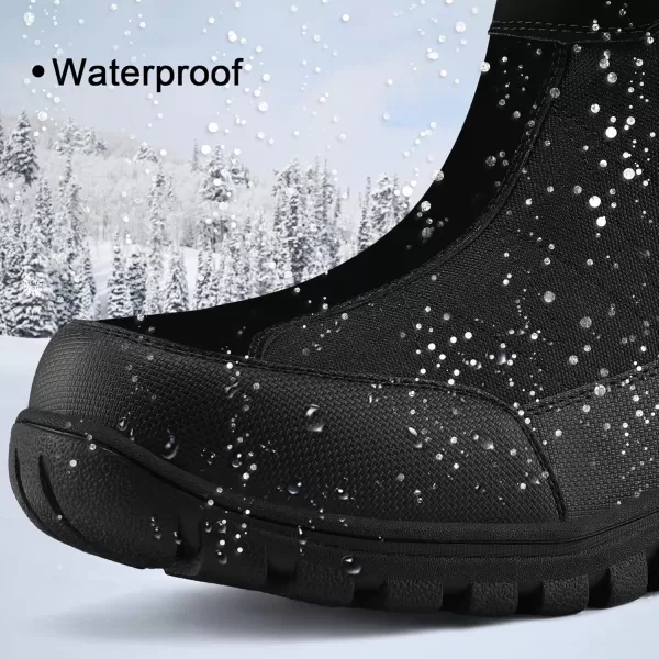 mysoft Mens Winter Snow Boots Waterproof Insulated Hiking Short Boot Fur Lined Warm Outdoor Ankle Shoes with Side ZipperBlackshort