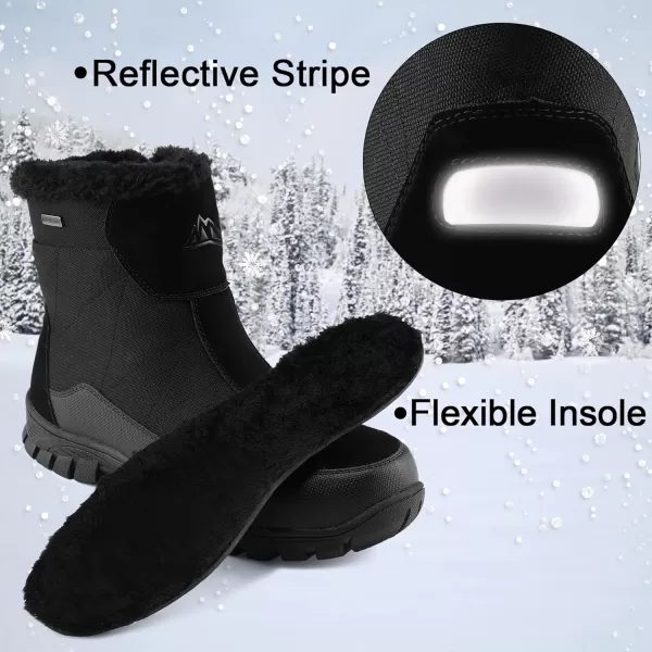 mysoft Mens Winter Snow Boots Waterproof Insulated Hiking Short Boot Fur Lined Warm Outdoor Ankle Shoes with Side ZipperBlackshort