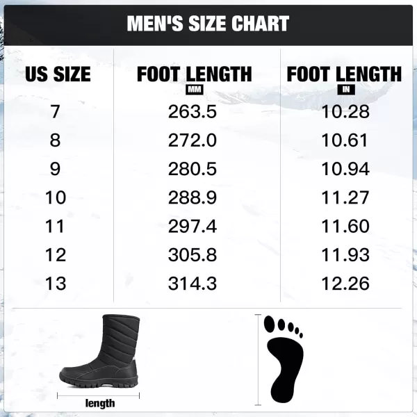 mysoft Mens Winter Snow Boots Waterproof Insulated MidCalf Hiking Boot Fur Lined Warm Outdoor Tall Shoes LightweightBlacktall