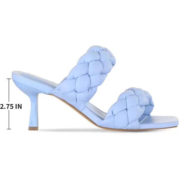 mysoft Womens Braided Heeled Sandals Square Open Toe Slip On Kitten Heel SandalsBaby Blue