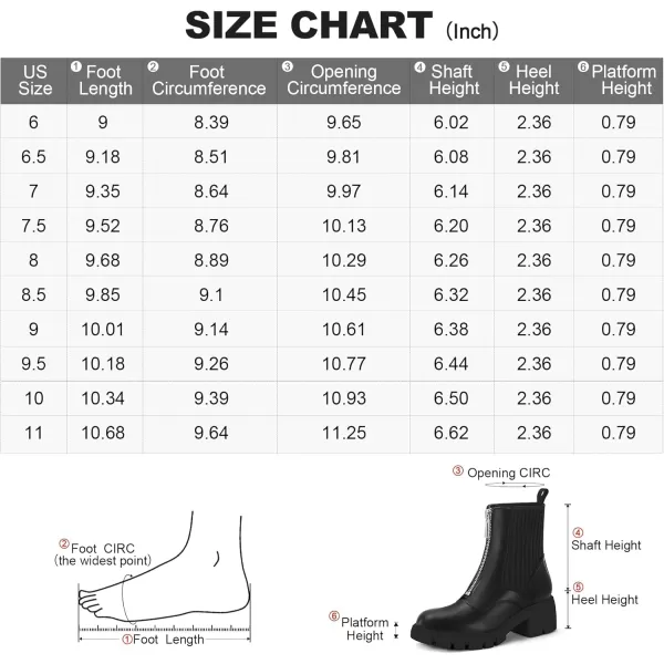 mysoft Womens Chelsea Ankle Boots Platform Lug Sole Chunky Block Heel Zipper Elastic Knit BootiesBlackzip