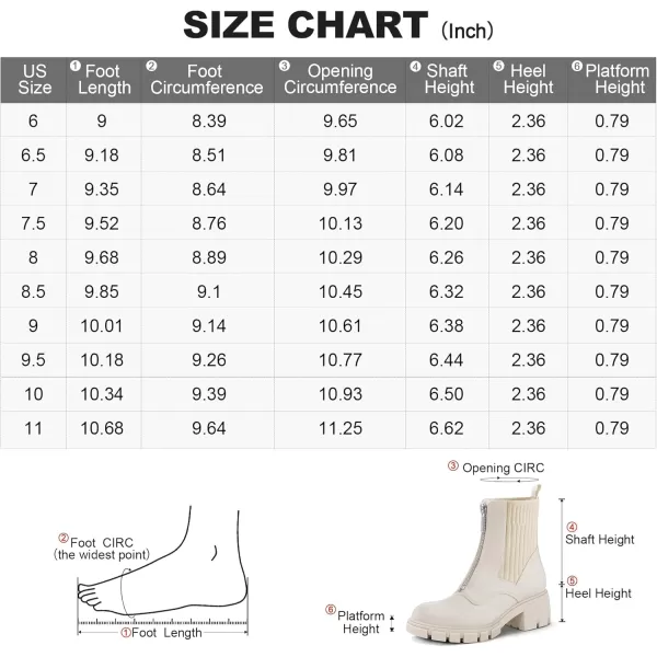 mysoft Womens Chelsea Ankle Boots Platform Lug Sole Chunky Block Heel Zipper Elastic Knit BootiesOff Whitezip