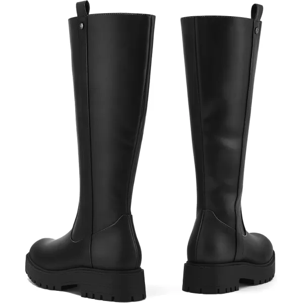 mysoft Womens Knee High Boots Comfortable WideCalf Lug Sole Side Zipper Platform Chunky Heel Tall Boots Fall and Winter