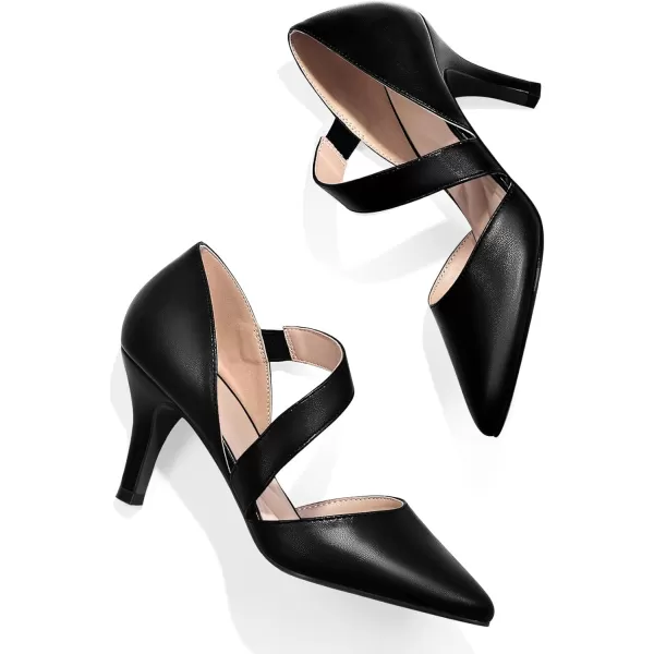 mysoft Womens Pointed Toe Low Stiletto Heel Dress Pumps Shoes  Available in Wide SizesBlackpu