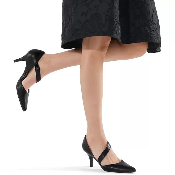 mysoft Womens Pointed Toe Low Stiletto Heel Dress Pumps Shoes  Available in Wide SizesBlackpu