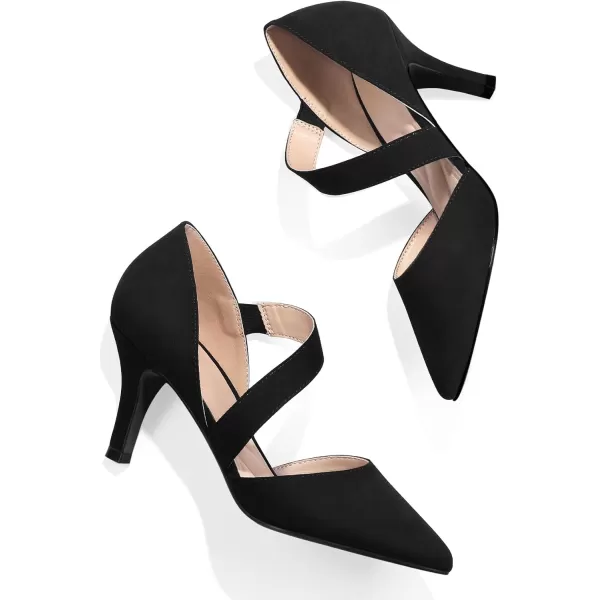 mysoft Womens Pointed Toe Low Stiletto Heel Dress Pumps Shoes  Available in Wide SizesBlacksuede