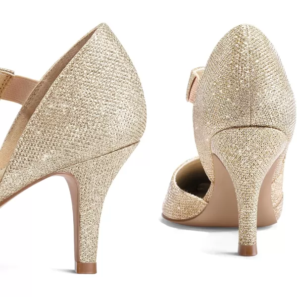 mysoft Womens Pointed Toe Low Stiletto Heel Dress Pumps Shoes  Available in Wide SizesGoldglitter