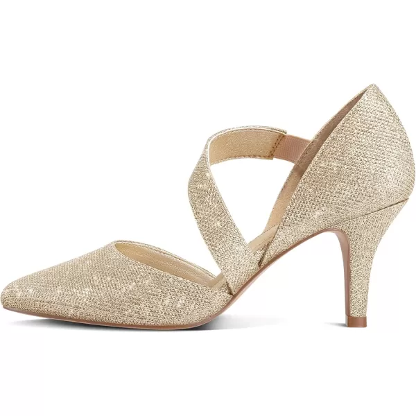 mysoft Womens Pointed Toe Low Stiletto Heel Dress Pumps Shoes  Available in Wide SizesGoldglitter