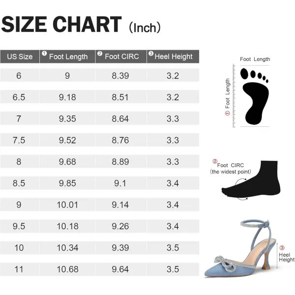 mysoft Womens Rhinestone Bow Pumps Wedding Dress Shoes Pointed Toe Ankle Strap Kitten HeelsDenim Blue