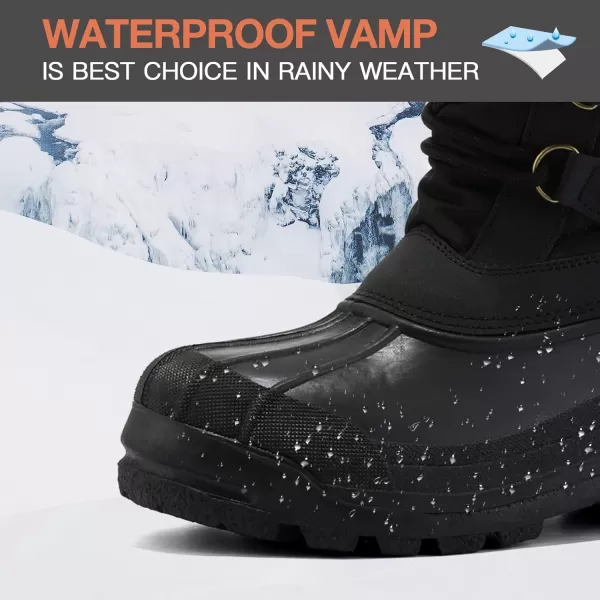 mysoft Womens Snow Boots Warm Insulated Faux Fur Lined Waterproof MidCalf Winter BootsBlack Grid