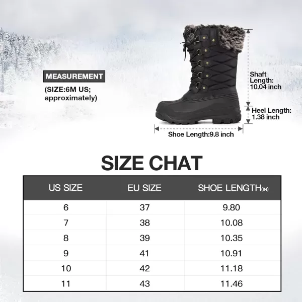 mysoft Womens Snow Boots Warm Insulated Faux Fur Lined Waterproof MidCalf Winter BootsBlack Grid