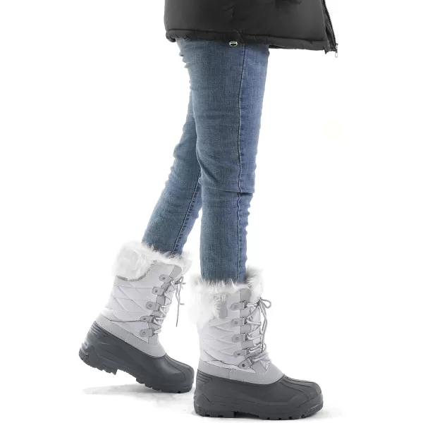 mysoft Womens Snow Boots Warm Insulated Faux Fur Lined Waterproof MidCalf Winter BootsOffwhite