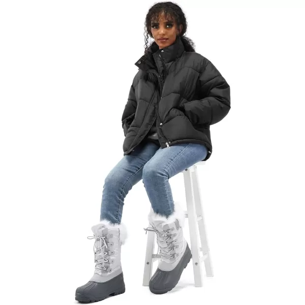 mysoft Womens Snow Boots Warm Insulated Faux Fur Lined Waterproof MidCalf Winter BootsOffwhite