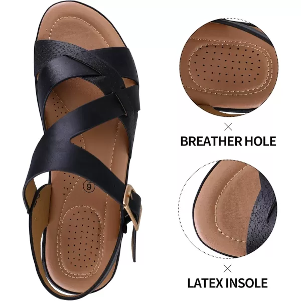 mysoft Womens Walking Sandals Comfortable Air Cushioned Support Ankle Strap Dress Sandals