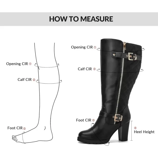 imagemysoft Womens WideExtra Wide Calf Knee High Boots Chunky Block Heel Round Toe Wide Width Tall Boots Side ZipperBlack Extra Wide Calf