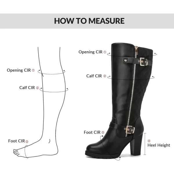 imagemysoft Womens WideExtra Wide Calf Knee High Boots Chunky Block Heel Round Toe Wide Width Tall Boots Side ZipperBlack Wide Calf