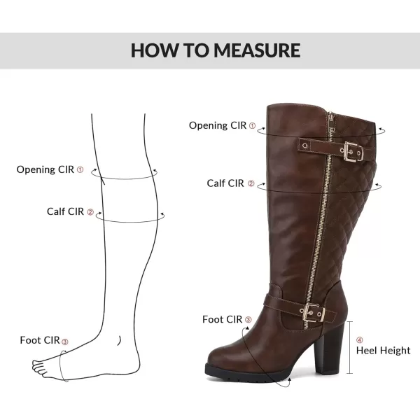 imagemysoft Womens WideExtra Wide Calf Knee High Boots Chunky Block Heel Round Toe Wide Width Tall Boots Side ZipperBrown Extra Wide Calf