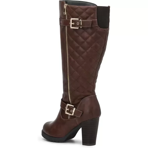 imagemysoft Womens WideExtra Wide Calf Knee High Boots Chunky Block Heel Round Toe Wide Width Tall Boots Side ZipperBrown Wide Calf