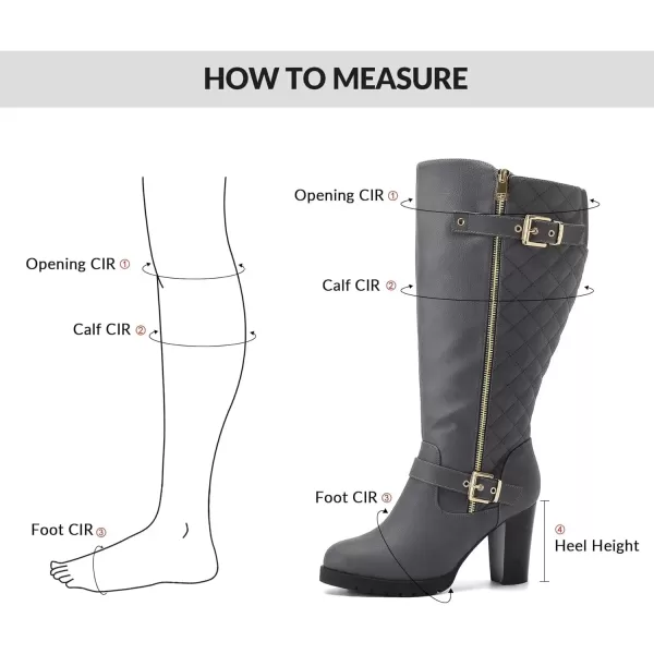 imagemysoft Womens WideExtra Wide Calf Knee High Boots Chunky Block Heel Round Toe Wide Width Tall Boots Side ZipperGrey Extra Wide Calf