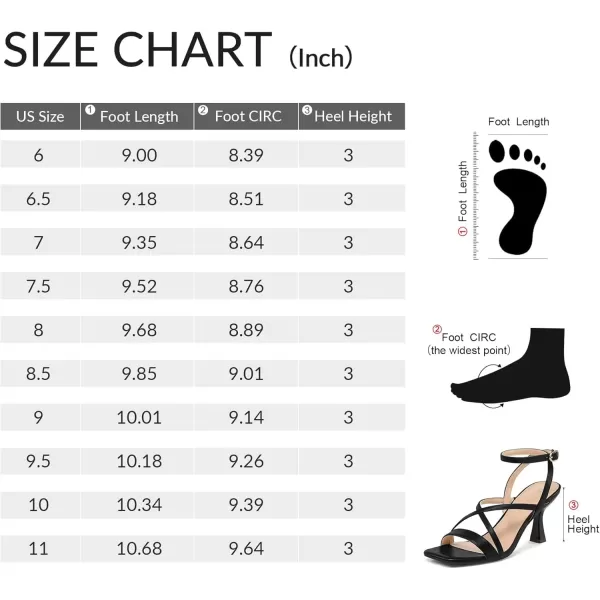 imagemysoft Strappy Heels for Women Cross Straps Square Toe Dress Shoes 3 Inch Kitten Heeled SandalsBlack Pu