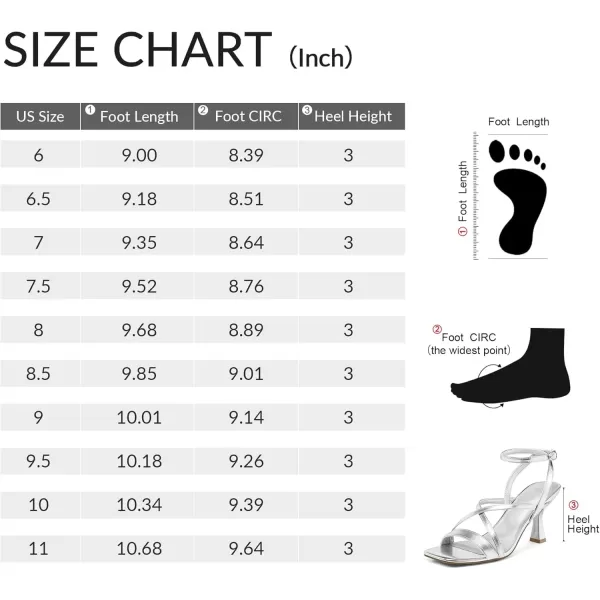 imagemysoft Strappy Heels for Women Cross Straps Square Toe Dress Shoes 3 Inch Kitten Heeled SandalsSilver Pu