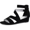 imagemysoft Womens Ankle Strap Low Wedge Sandals Open Toe Wedding Dress Shoes with ZipperBlack Nubuck