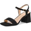 imagemysoft Womens Chunky Block Low Heels Open Toe Ankle Strap Heeled Sandals Comfortable Square Toe Wedding Party Dress Pump ShoesBlack Suede