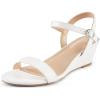 imagemysoft Womens Wedge Sandals 2 inch Low Heel Open Toe Ankle Strap Summer Wedding Dress ShoesWhite