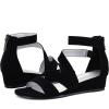 imagemysoft Womens Ankle Strap Low Wedge Sandals Open Toe Wedding Dress Shoes with ZipperBlack Nubuck