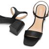 imagemysoft Womens Chunky Block Low Heels Open Toe Ankle Strap Heeled Sandals Comfortable Square Toe Wedding Party Dress Pump ShoesBlack Pu